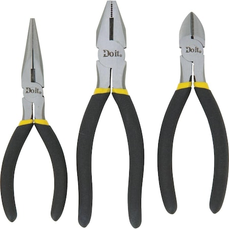 All-Source 6 In. Long Nose, 6 In. Diagonal and 7 In. Linesman Plier Set 3-Piece 303763